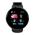 Smart watch D18 from سوق وفر displayed on a wrist, featuring a black band and digital screen with health and fitness tracking.