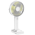 USB rechargeable fan with stand, black portable cooling fan from سوق كوم, ideal for desktop cooling and personal comfort.