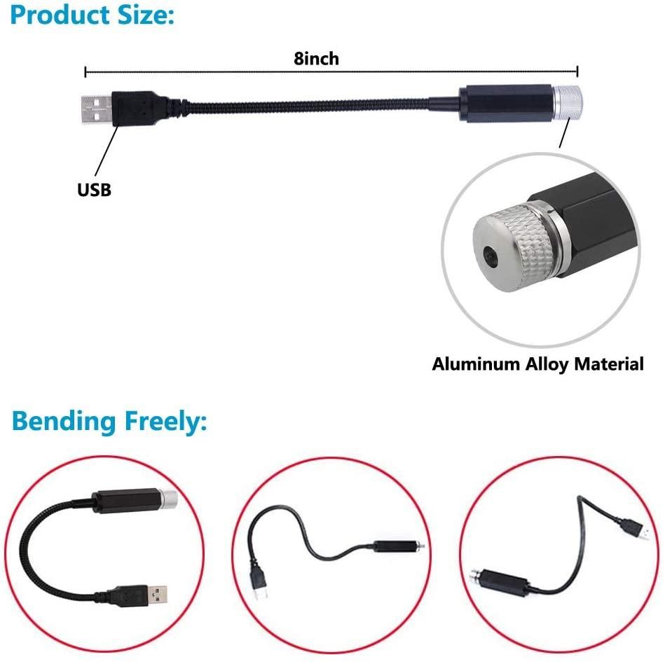 ليزر USB للسيارة والديكور بثلاث عدسات وشاحن سيارة
