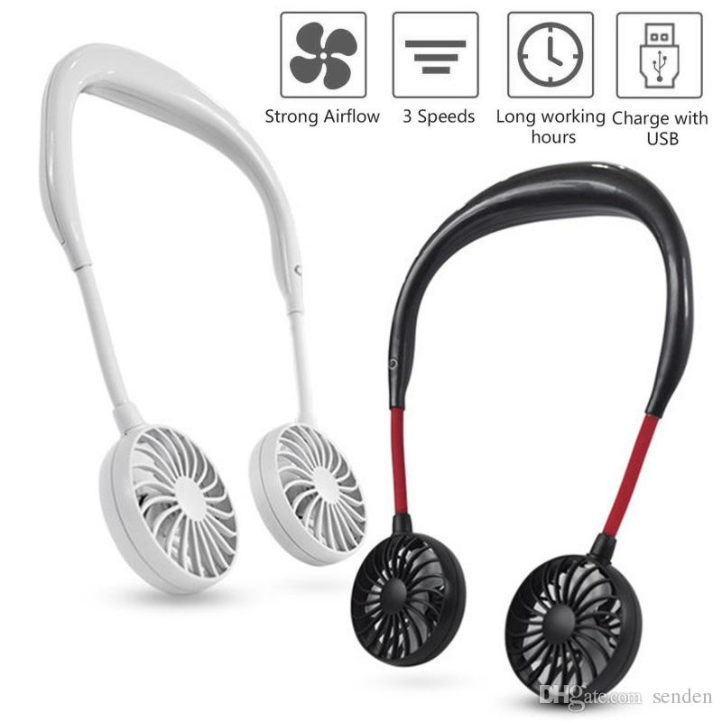 Magnetic neck fan, popular best-selling model by سوق كوم, showing a sleek wearable cooling device worn around the neck.