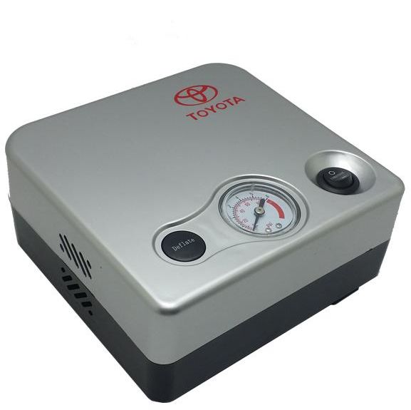 كمبروسر سيارة تويوتا كهربائي محمول يعمل على ولاعة 12V مع عداد ضغط