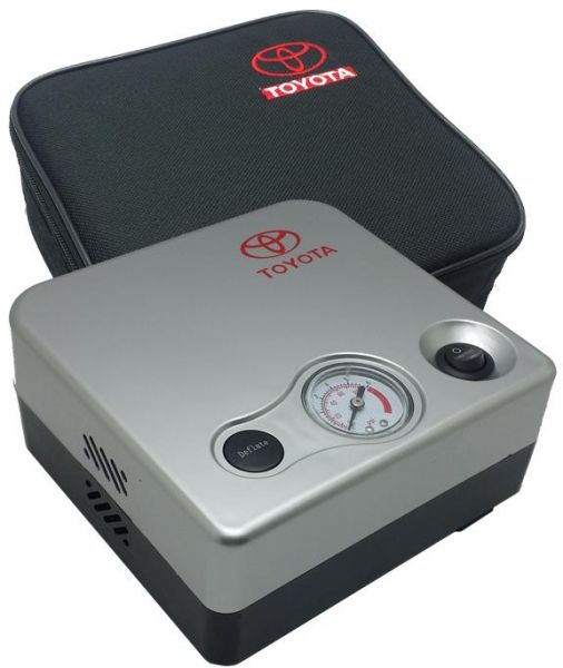 كمبروسر سيارة تويوتا كهربائي محمول يعمل على ولاعة 12V مع عداد ضغط