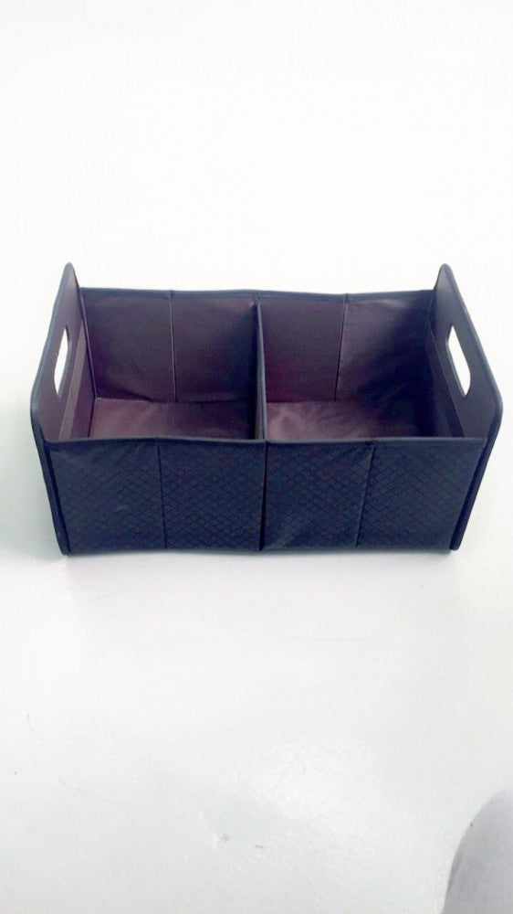Practical car trunk organizer with multiple compartments for storage, designed for automotive accessories and vehicle organization.