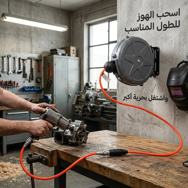 بكرة خرطوم قابلة للتثبيت على الحائط بطول 33 قدمًا
