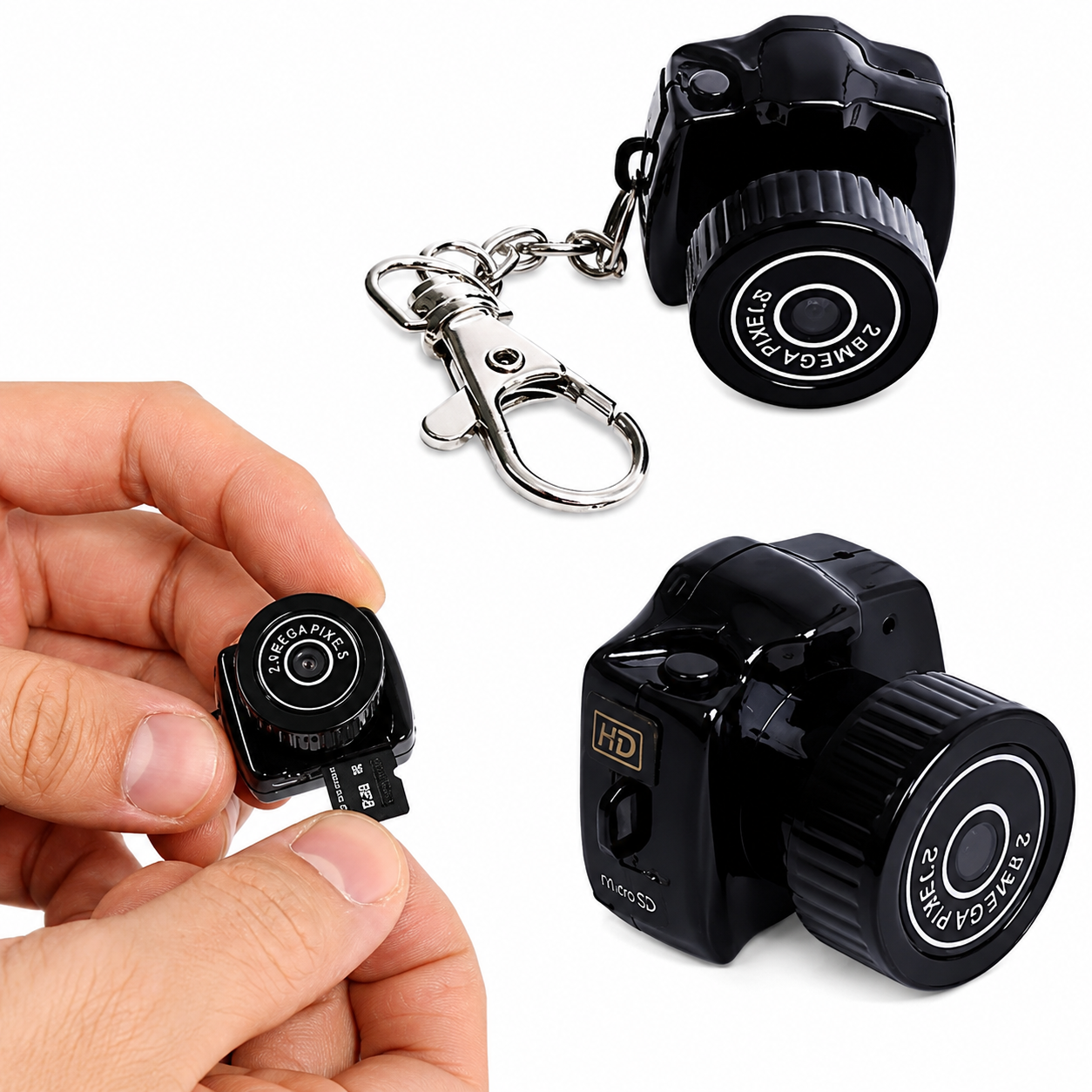 Mini black micro camera for cycling sports, a smart accessory for hands-free recording during bike rides.