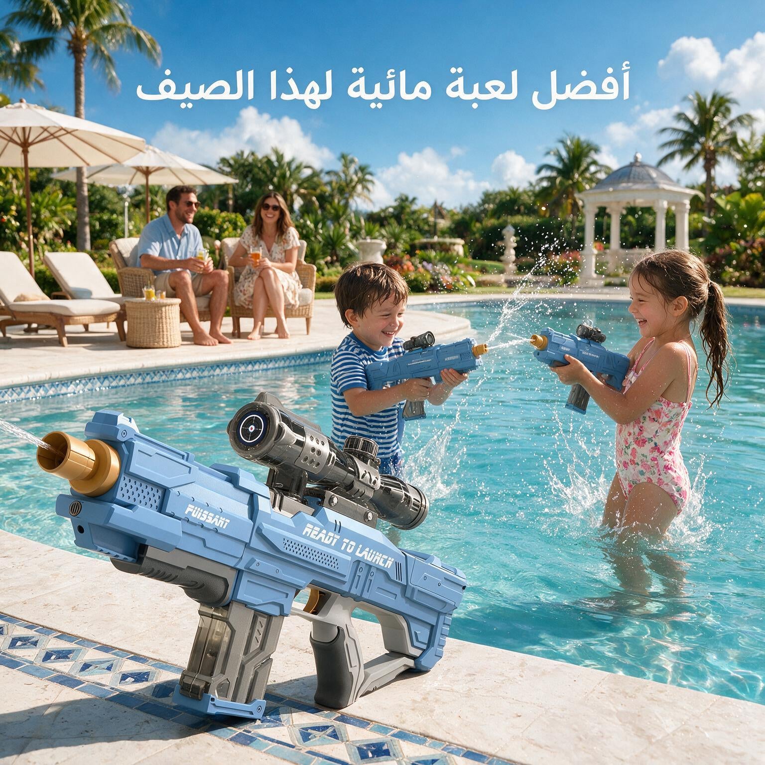مدفع ماء كهربائي آلي يعمل بالشحن