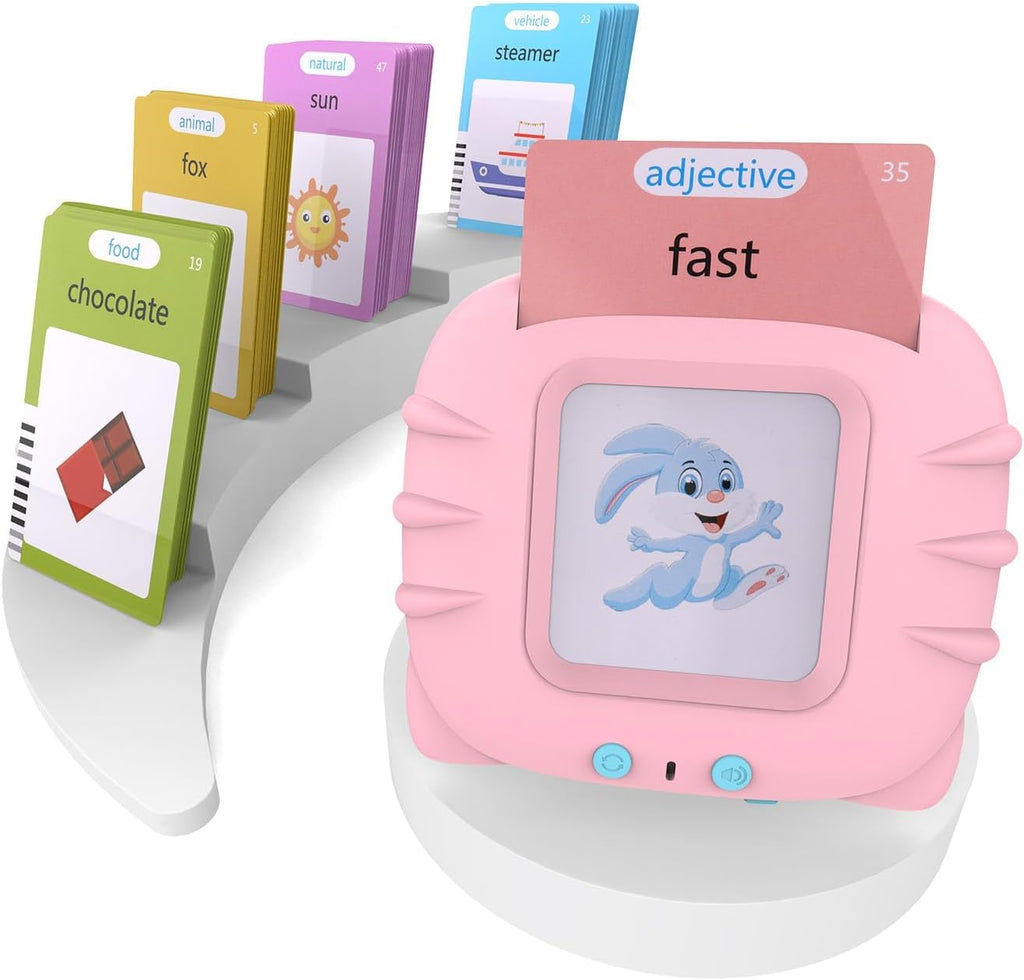 Electronic educational Arabic and English card reader game by سوق كوم, featuring colorful interactive cards for language learning.