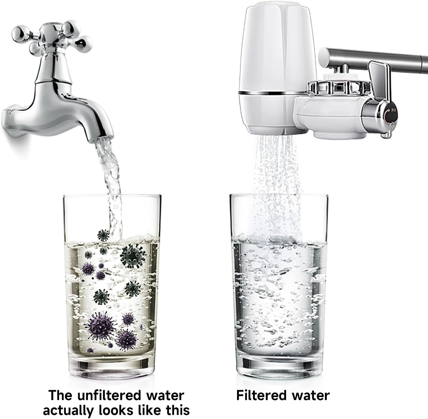 Two easy-to-install faucet filter attachments from the best-selling product line, designed for quick and simple water purification.