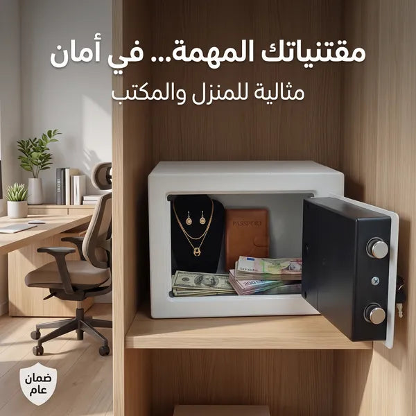 خزنة إلكترونية آمنة برمز رقمي لحفظ المقتنيات والأموال – 17 × 17 × 23 سم – ضمان عام