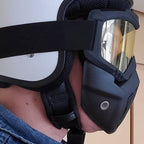 Winter motorcycle face mask, full face cover for motorcyclists, durable accessory for cold weather riding.