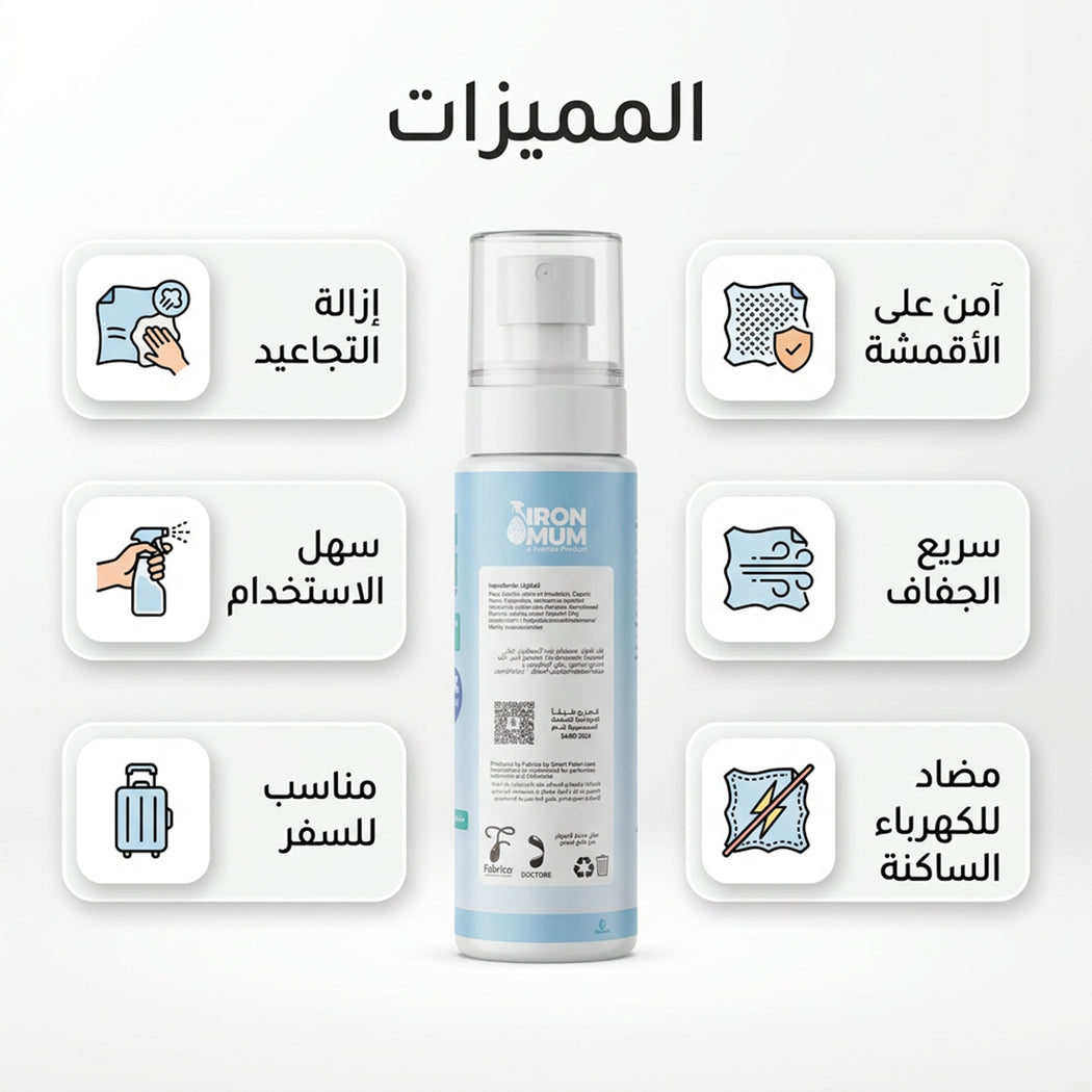 بخاخ لفرد الملابس بديل الكواية IRON MU