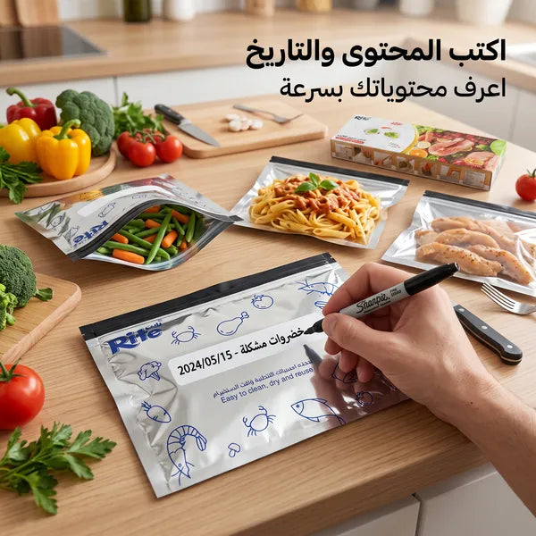 كياس حفظ المجمدات ألمنيوم بسحاب( 24 كيس)