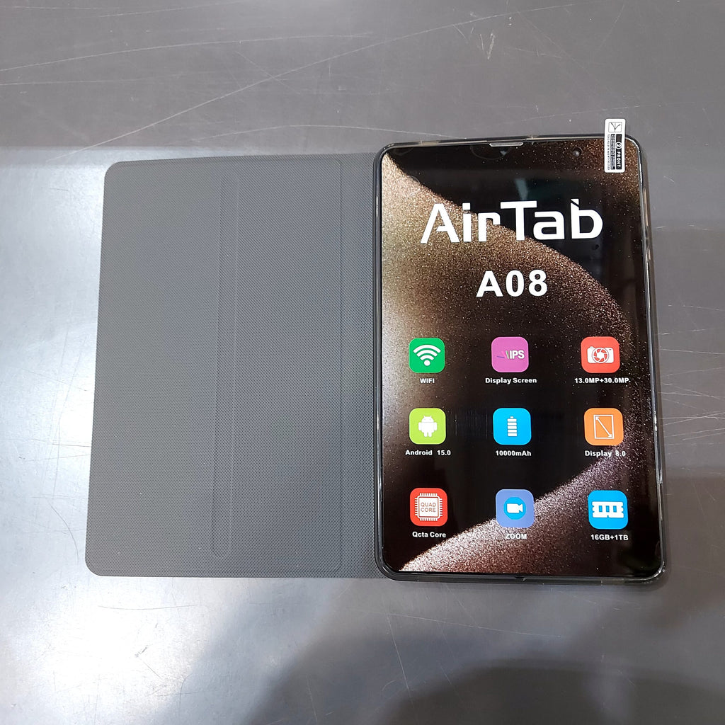 تابلت أيرتاب مساحة تيرا  A08 (ضمان عام )  بكيبورد بلوتوث + باور بنك 10,000 ميللي هيدية و مجموعة هدايا