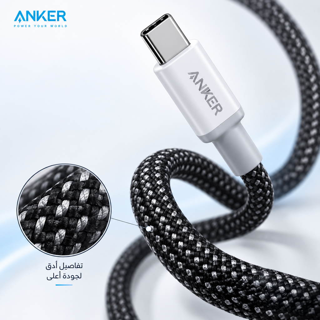 Charge fast ANKER 100W usb-c-to-c - كابل شحن