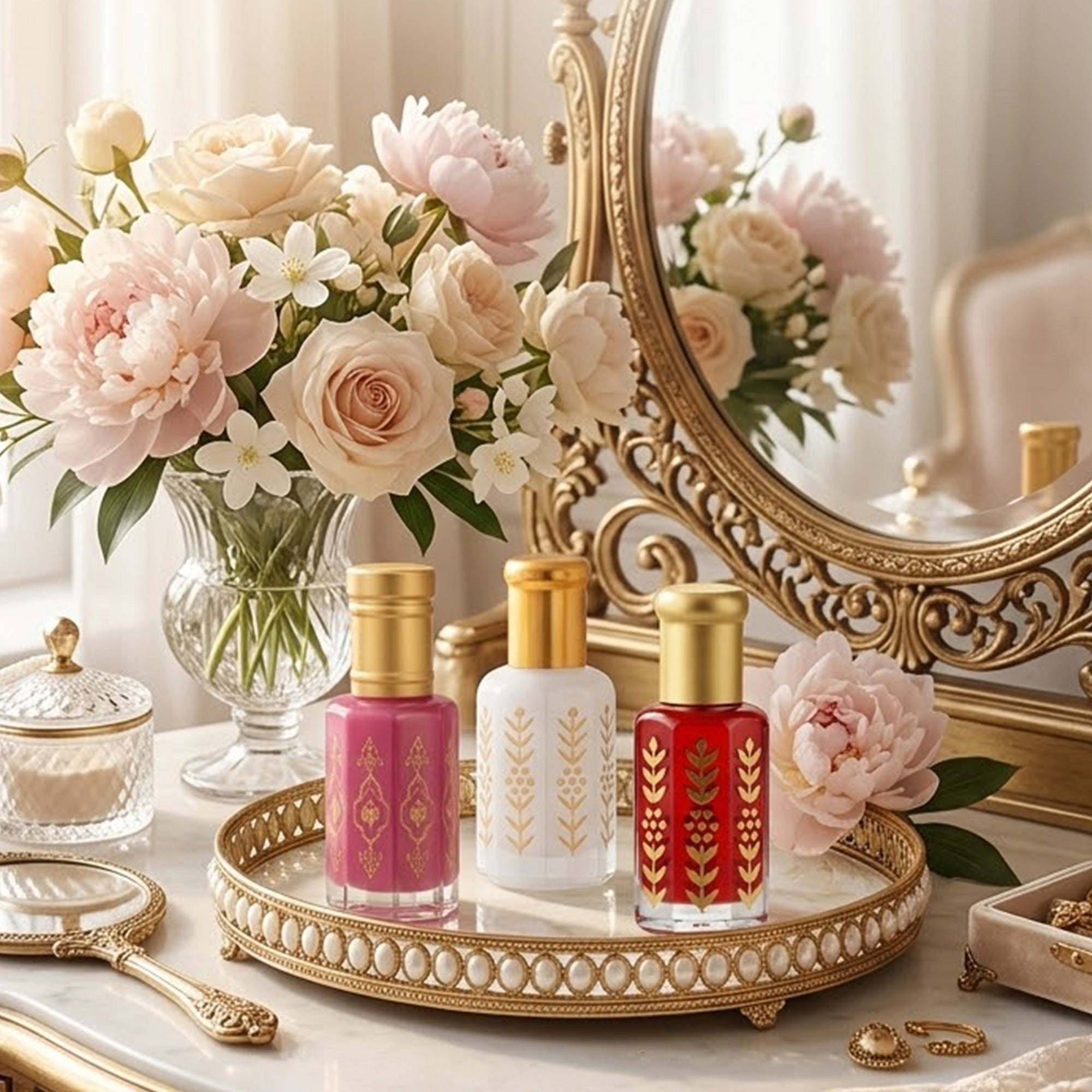 مجموعة مسك4 مل - ( 2 مسك ابيض - 1 مسك رومان - 1 مسك فراولة )