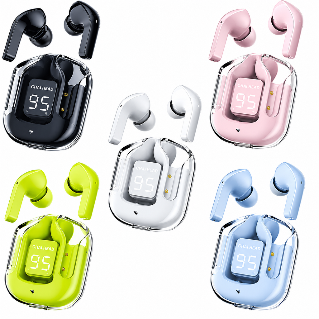 Wireless AirPods Air 31 earphones from سوق كوم with sleek design and in-ear fit, shown in black in the image.