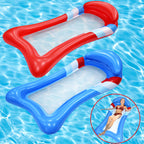 Inflatable bed float with mesh and headrest, suitable for sports and relaxation, designed for comfortable lounging on water.