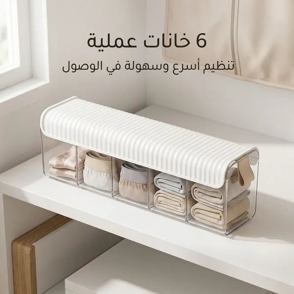 منظم جداري للملابس الداخلية والجوارب مقسم بـ 6 خانات