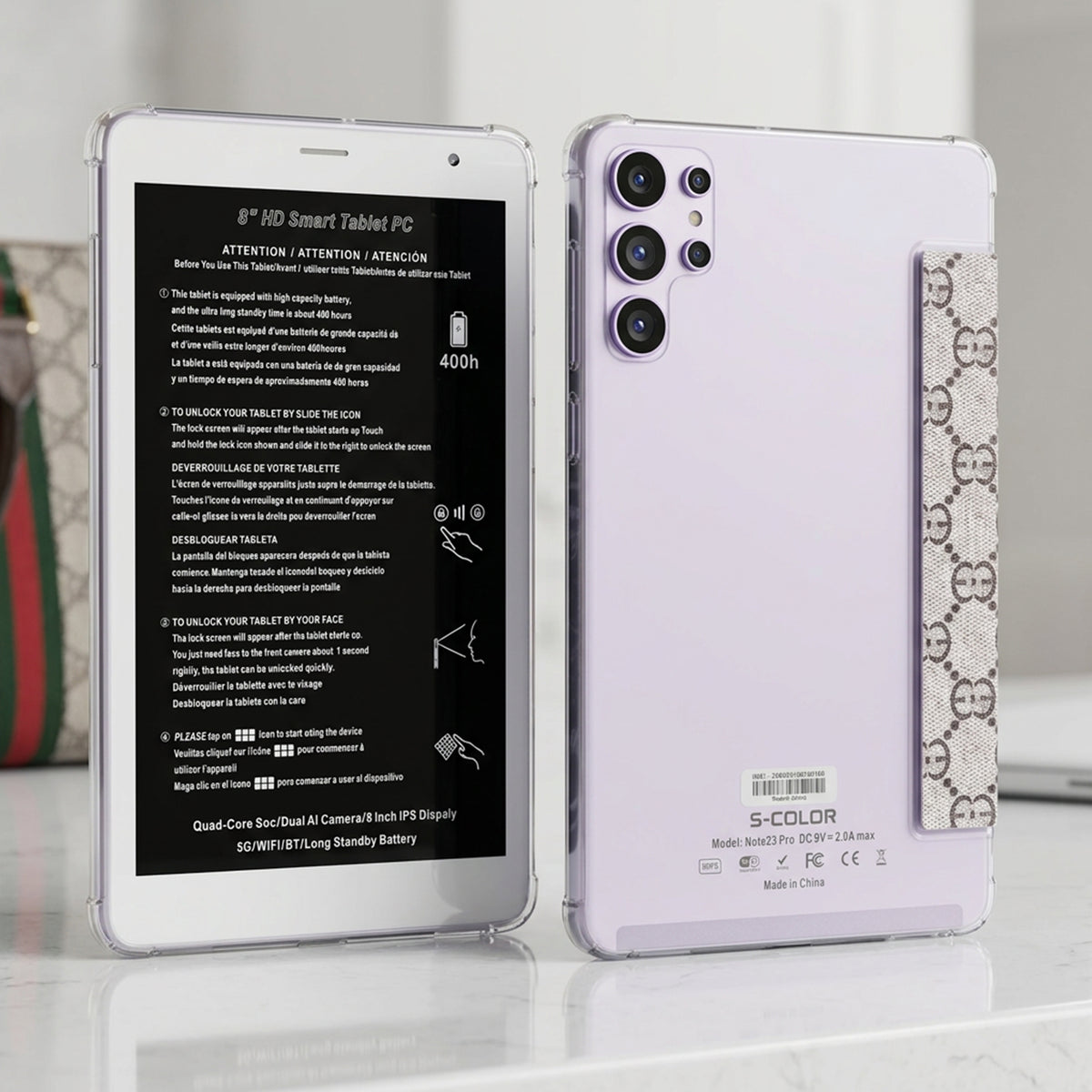 تابلت Note23 بحجم 8 إنش مع كيبورد وماوس لاسلكي - أندرويد 13 و5G