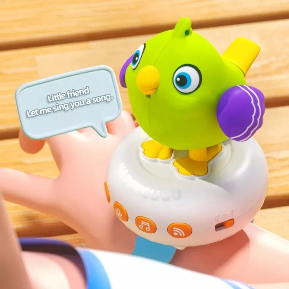 Colorful talking bird toy from سوق كوم, featuring realistic design and interactive features for children play and entertainment.