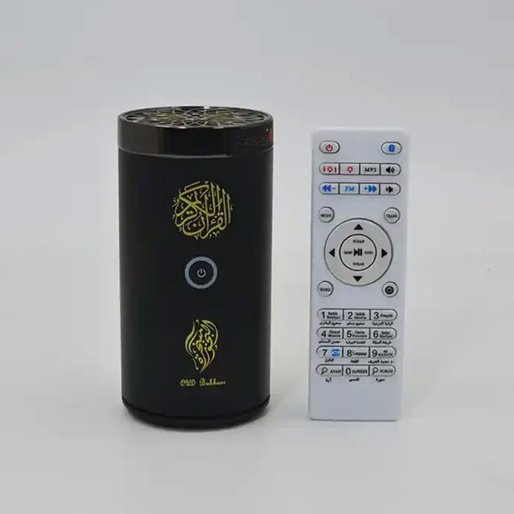 Car incense burner with Quran player from سوق الأمانة, designed for vehicle use, featuring a sleek compact design.