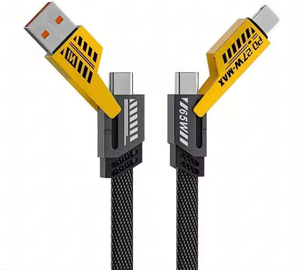 •        كابل شاحن USB متعدد 15 سم، شحن سريع 65 واط 3 في 1  (Lightning, Type-C & Micro USB)