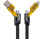 •        كابل شاحن USB متعدد 15 سم، شحن سريع 65 واط 3 في 1  (Lightning, Type-C & Micro USB)