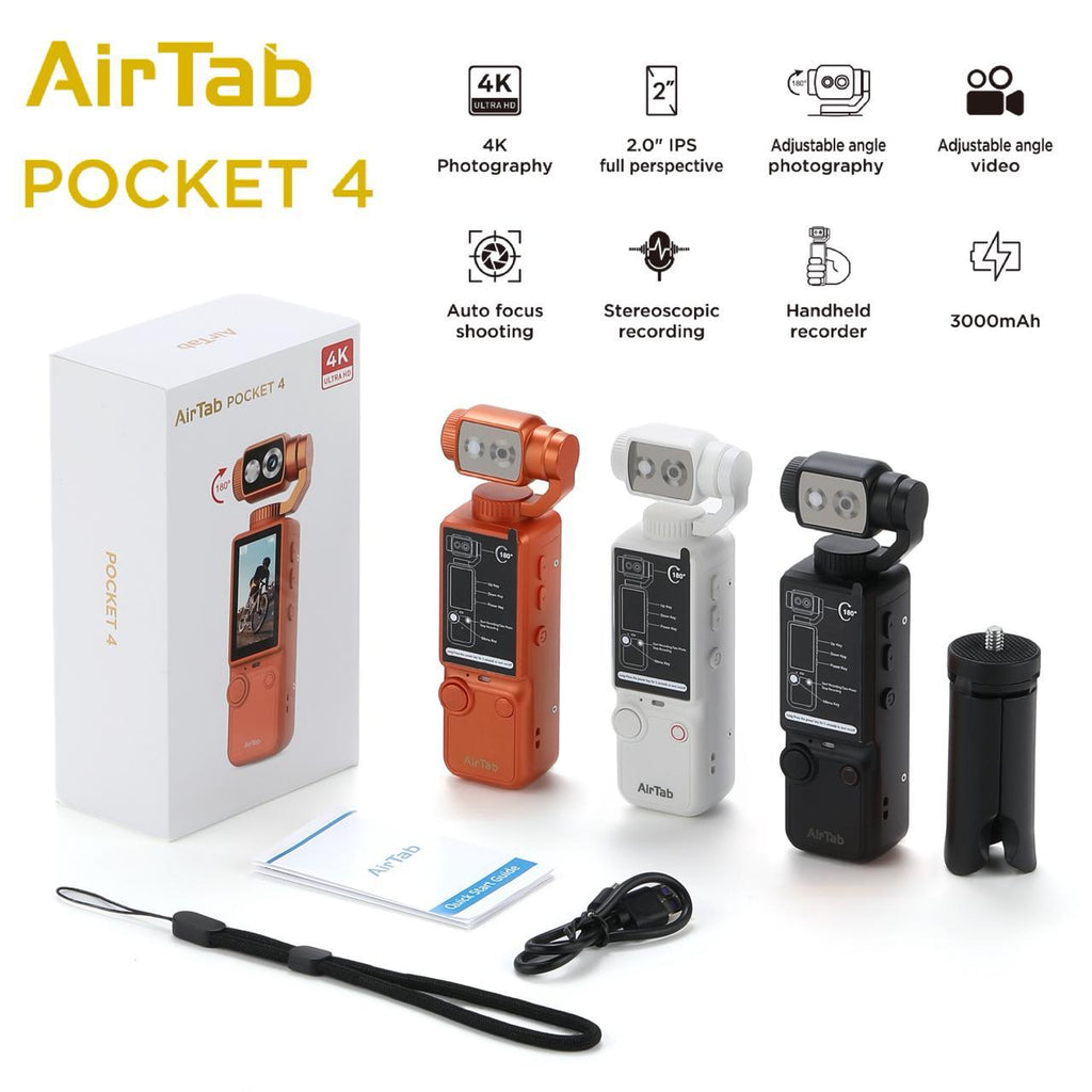 AirTab POCKET 4 4K fixed camera by سوق الأمانة, lightweight, portable, professional imaging, with one-year warranty.