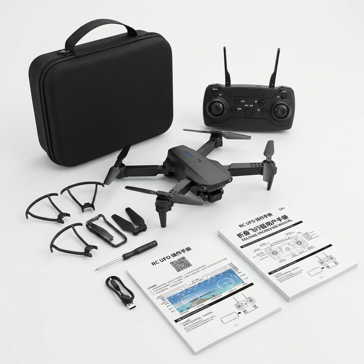 Aerial photography drone from سوق الأمانة, displaying camera and propellers, designed for high-quality aerial imaging.