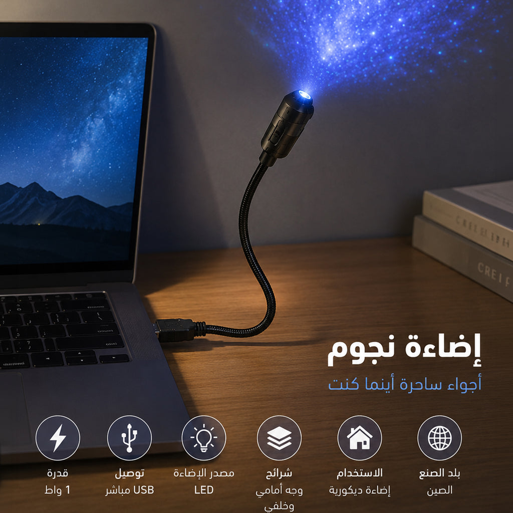 بروجكتر إضاءة نجوم للمنزل على شكل قمر