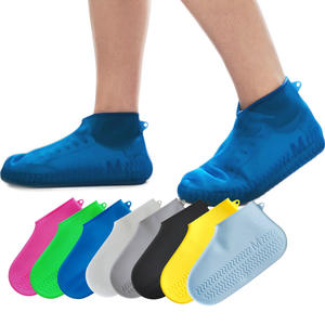 Silicone rain and slip-resistant shoe protector covering shoes, designed for all products, offering waterproof and anti-slip protection.