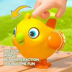 Talking bird toy from سوق كوم, colorful plastic game with animated bird figure and interactive features for children.