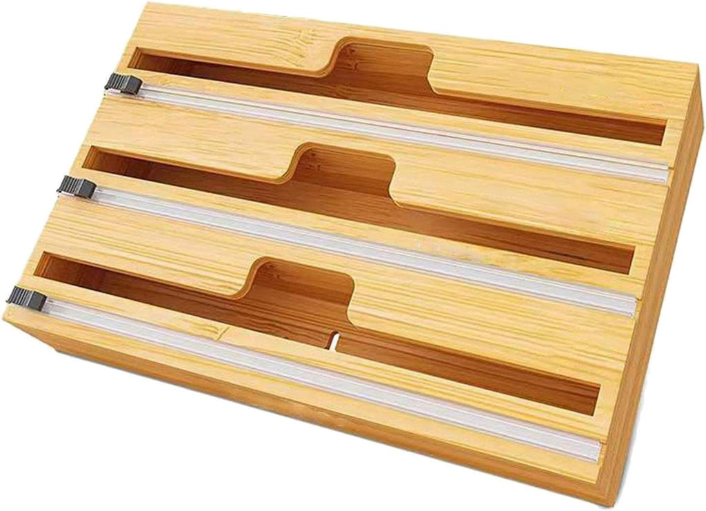 Wooden triple foil holder from سوق كوم for storing aluminum foil, with a sturdy design and easy-to-use structure.