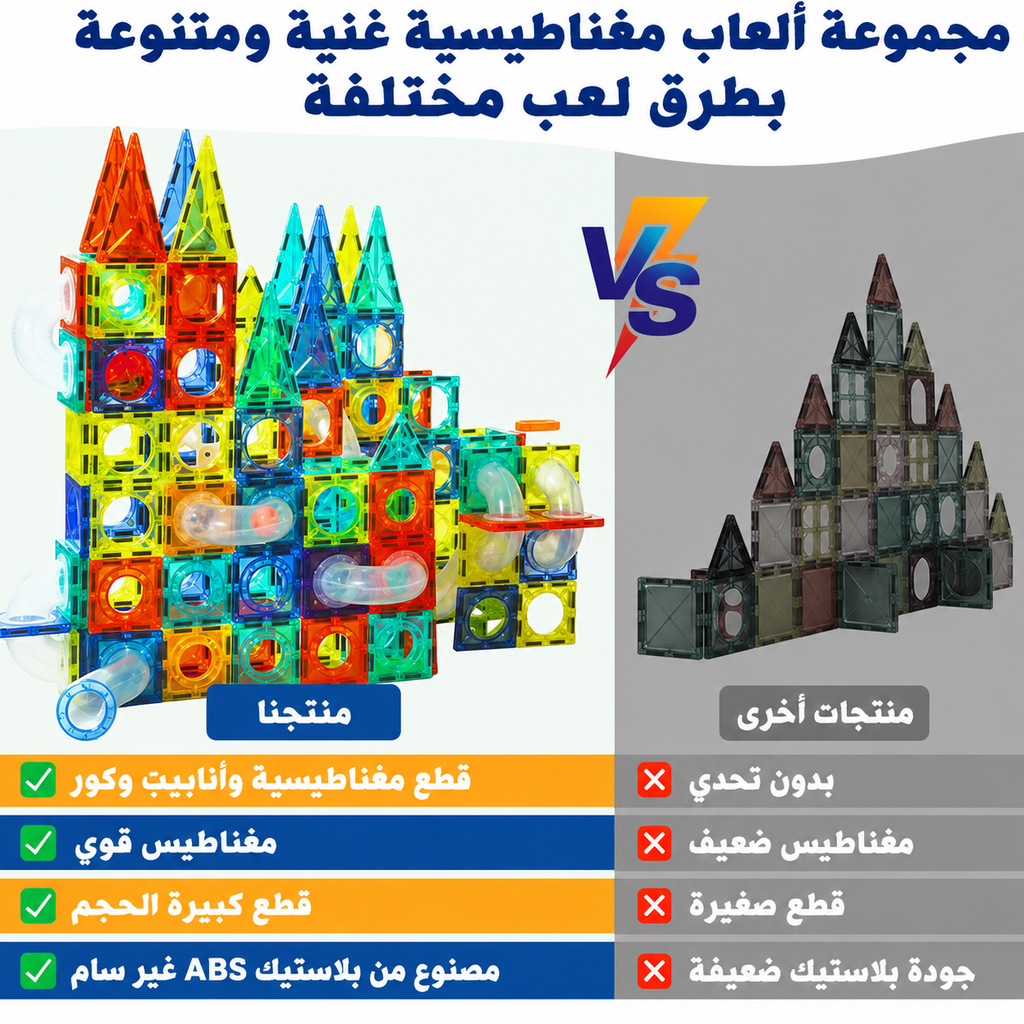 • مكعبات بناء مغناطيسية 42 قطعة