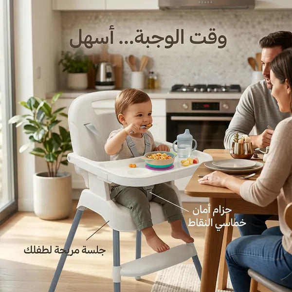 كرسي أطفال مرتفع متعدد الوظائف وقابل للطي