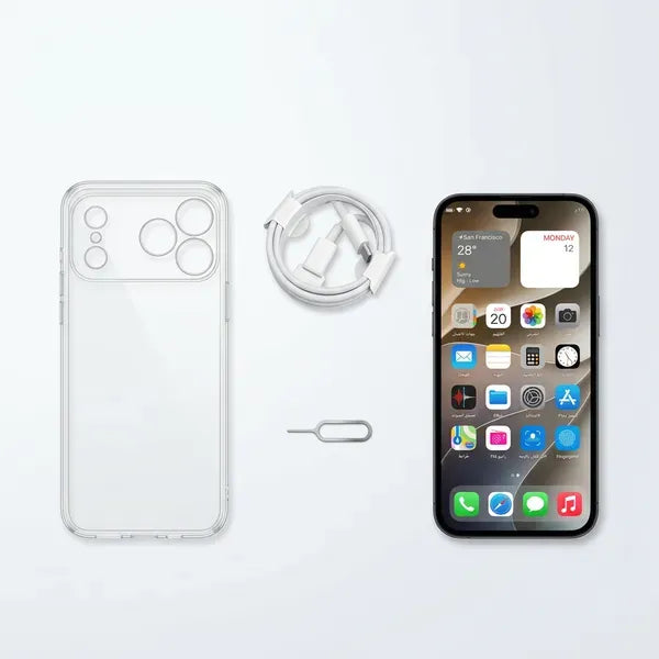هاتف 18 Pro max ضمان عام ثنائي الشريحة + هدية جراب شفاف - لون برجندي)