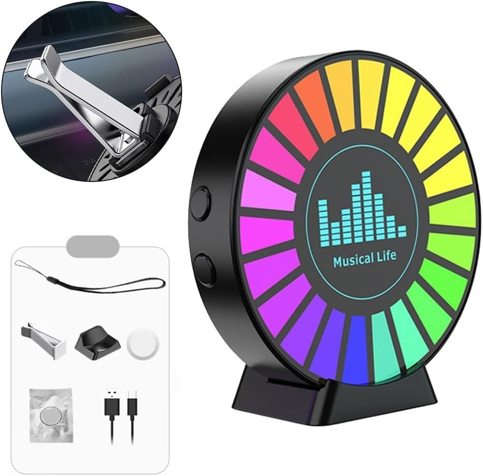 Color-changing RGB USB car diffuser accessory with music interaction, designed for enhanced interior ambiance and multi-use functionality.