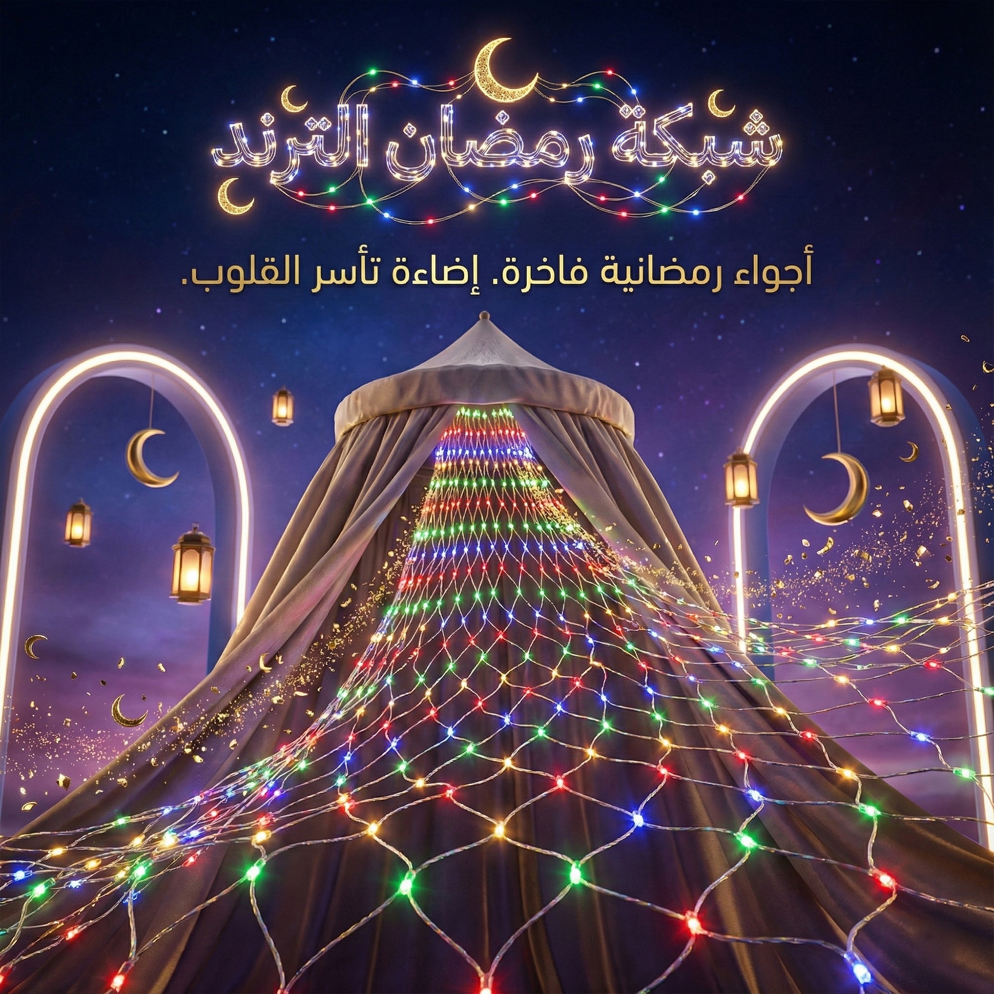 • شبكة رمضان المضيئة الترند 2*2 LED
