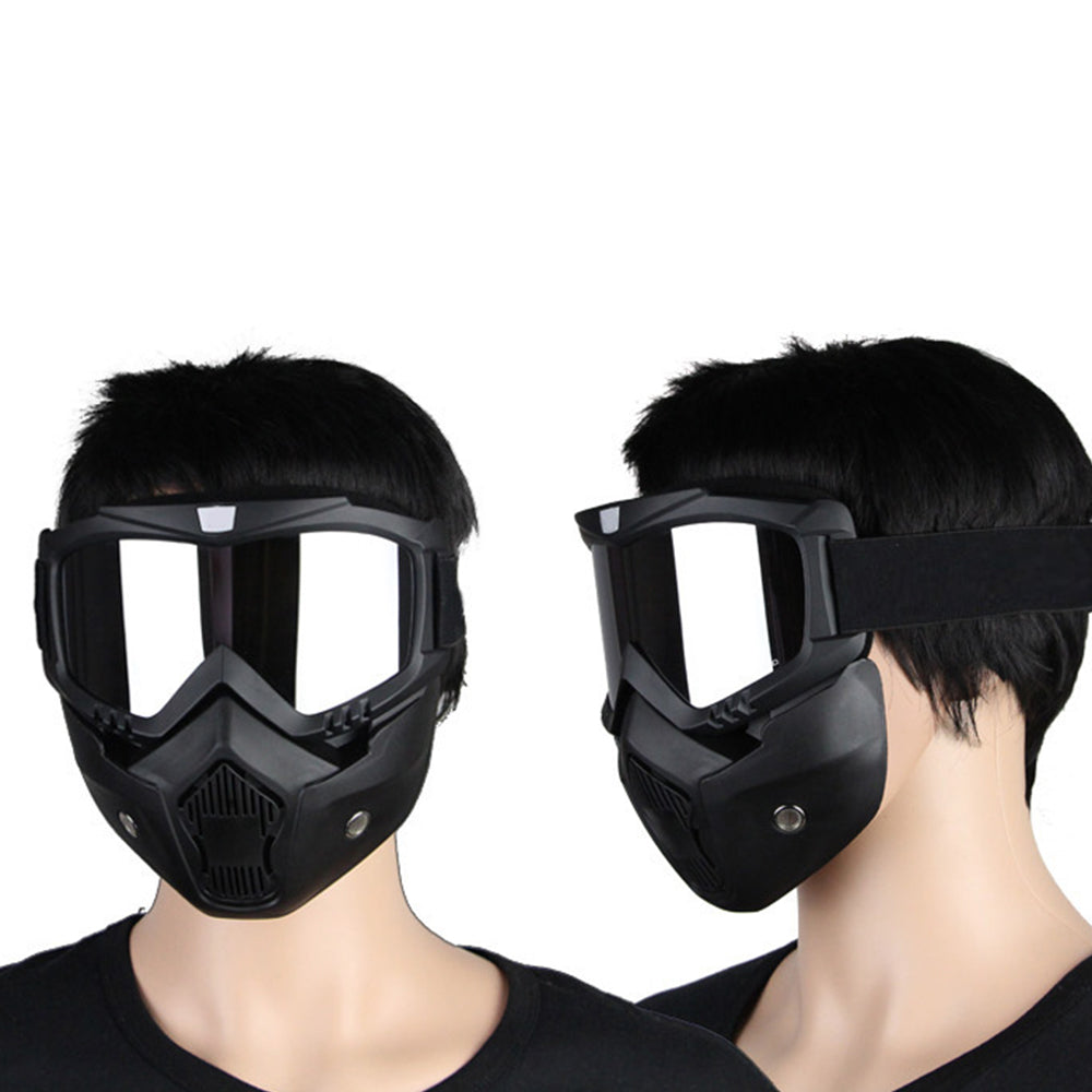 Winter motorcycle face mask, full-face weather protection accessory for riders, designed for comfort and warmth in cold conditions.