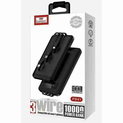 • EARLDOM PB41 Power Bank 10000 MAH Built in cables