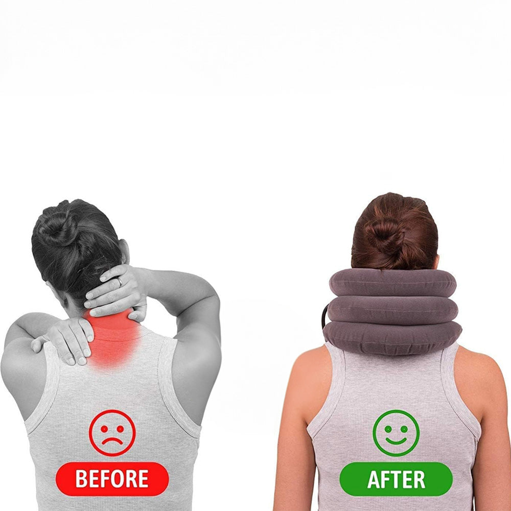 Inflatable neck pillow from سوق الأمانة, showing soft fabric and compact design for travel comfort.