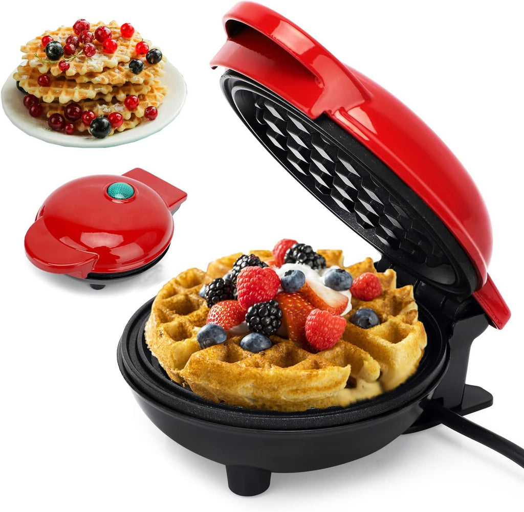 Electric waffle maker from سوق كوم with non-stick plates, compact design, ideal for making crispy waffles at home.