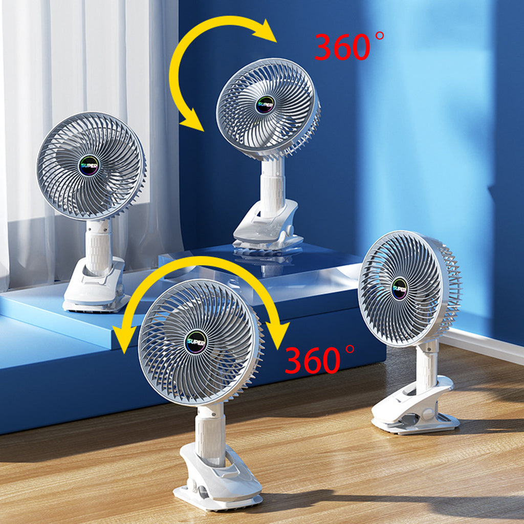 2-in-1 clip fan from سوق كوم showing adjustable blades and compact design, ideal for personal cooling.