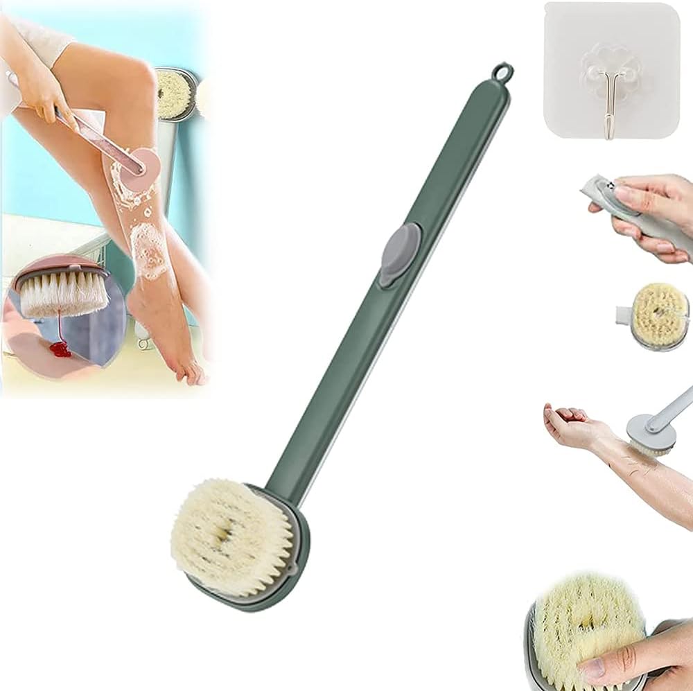 Magic body cleansing brush for skin care, showing a handheld exfoliating brush with soft bristles in a close-up view.