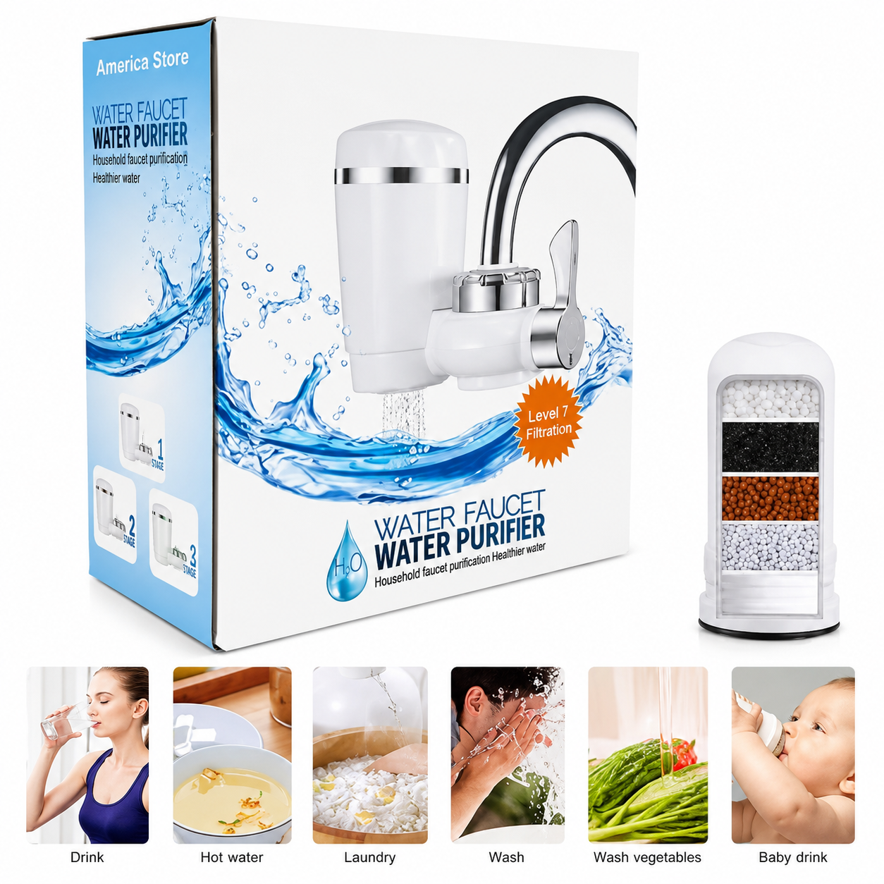 Two easy-to-install faucet filters from the best-selling سوق كوم brand, shown in a close-up image.