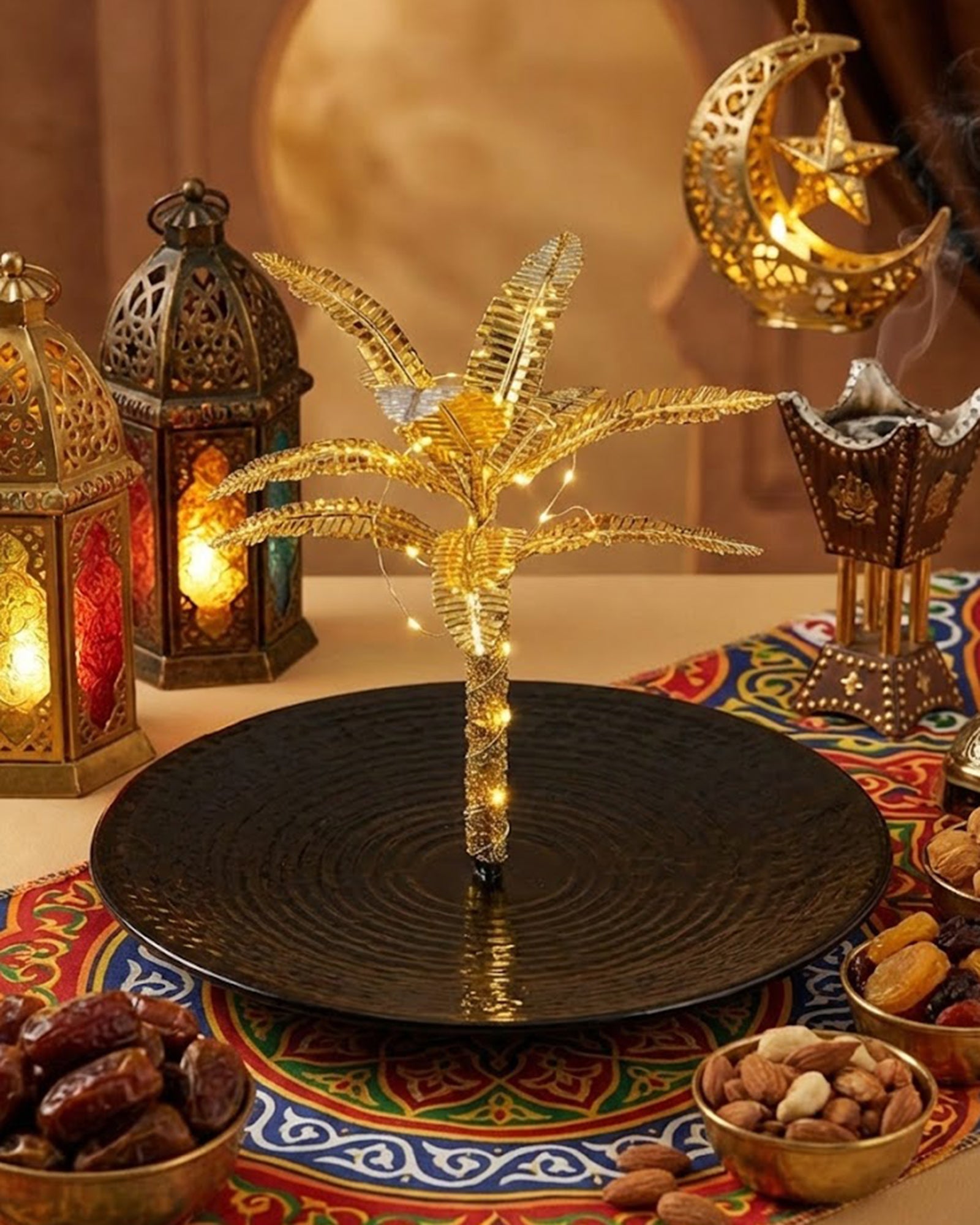 عرض رانر مع 2 كفر كوشن بيج نجوم مع تمريه شكل نخله ب اضاءه