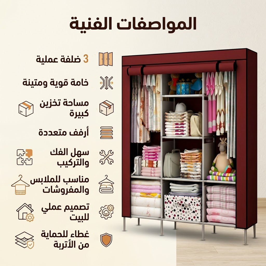 عرض 2 دولاب 3 ضلفة عملي بغطاء