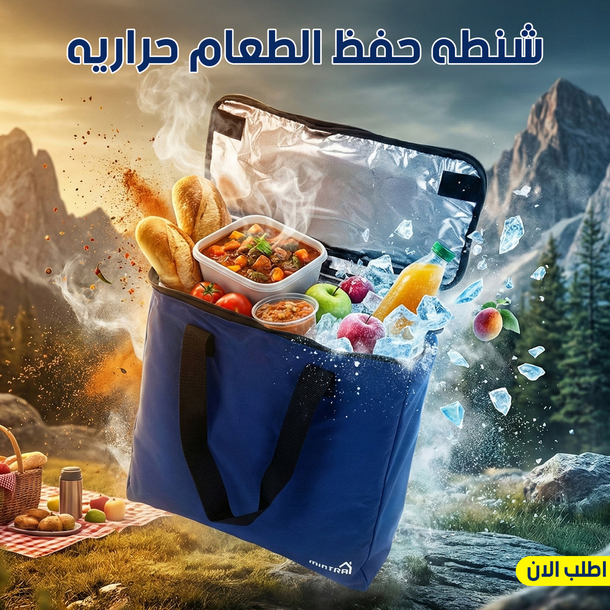 شنطة حفظ الطعام الحرارية بسعة 25 لتر باللون الأسود