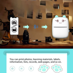 Mini Sticker Printer from سوق كوم showing compact electronic device with printed stickers on a white background.