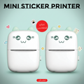 Mini Sticker Printer from سوق كوم showing compact electronic device with printed stickers in a sleek design